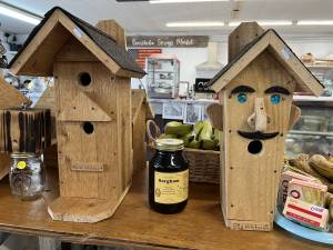 Bird boxes hand-crafter by Bud Whitman.
